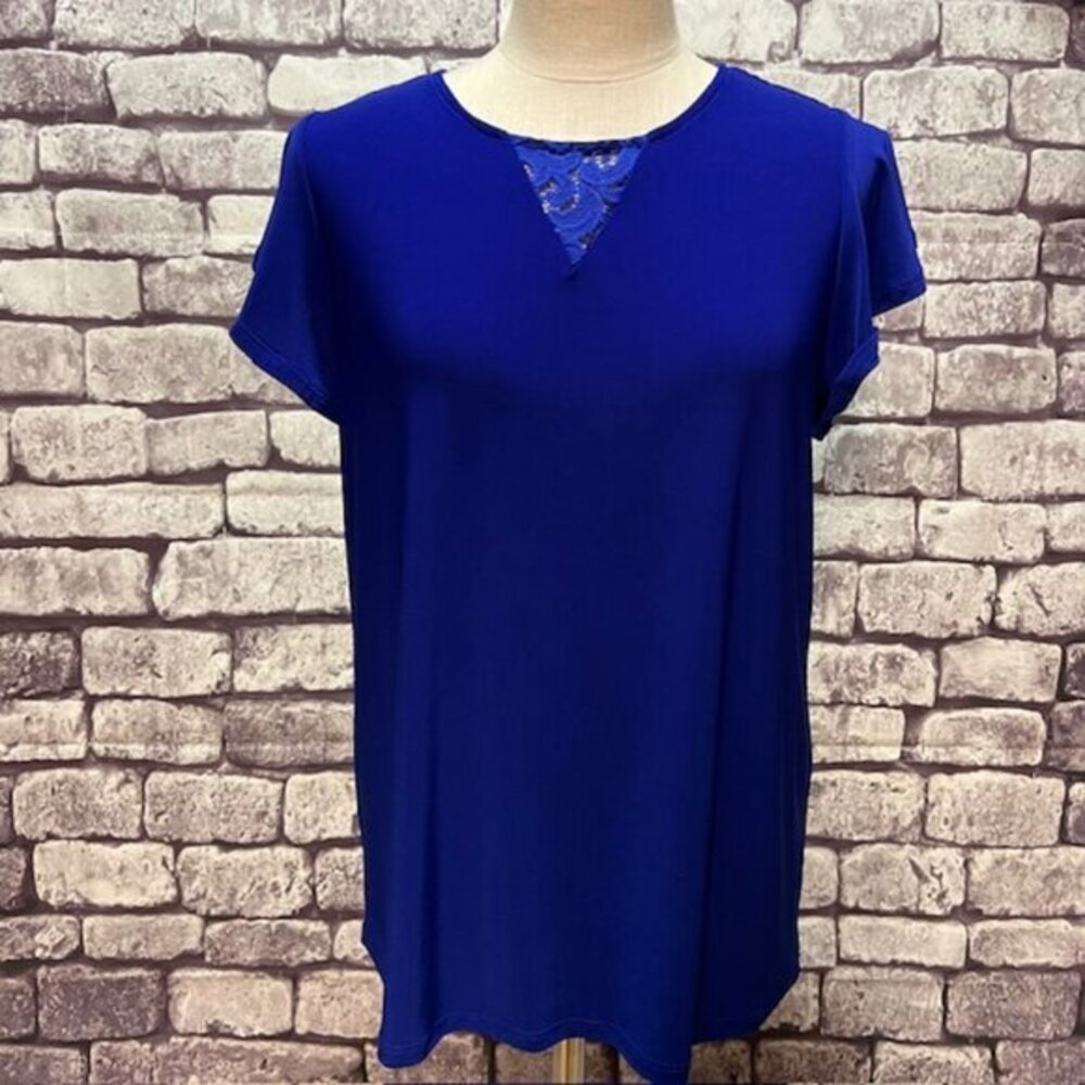 Faith & Joy Blue Short Flutter Sleeve Blouse Size L